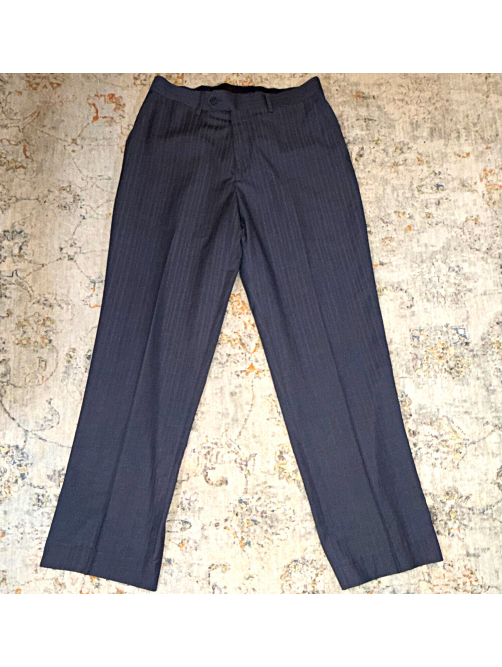 Lineage Men's Gray Herringbone Dress Pants Regular Fit Straight Leg 32L A173